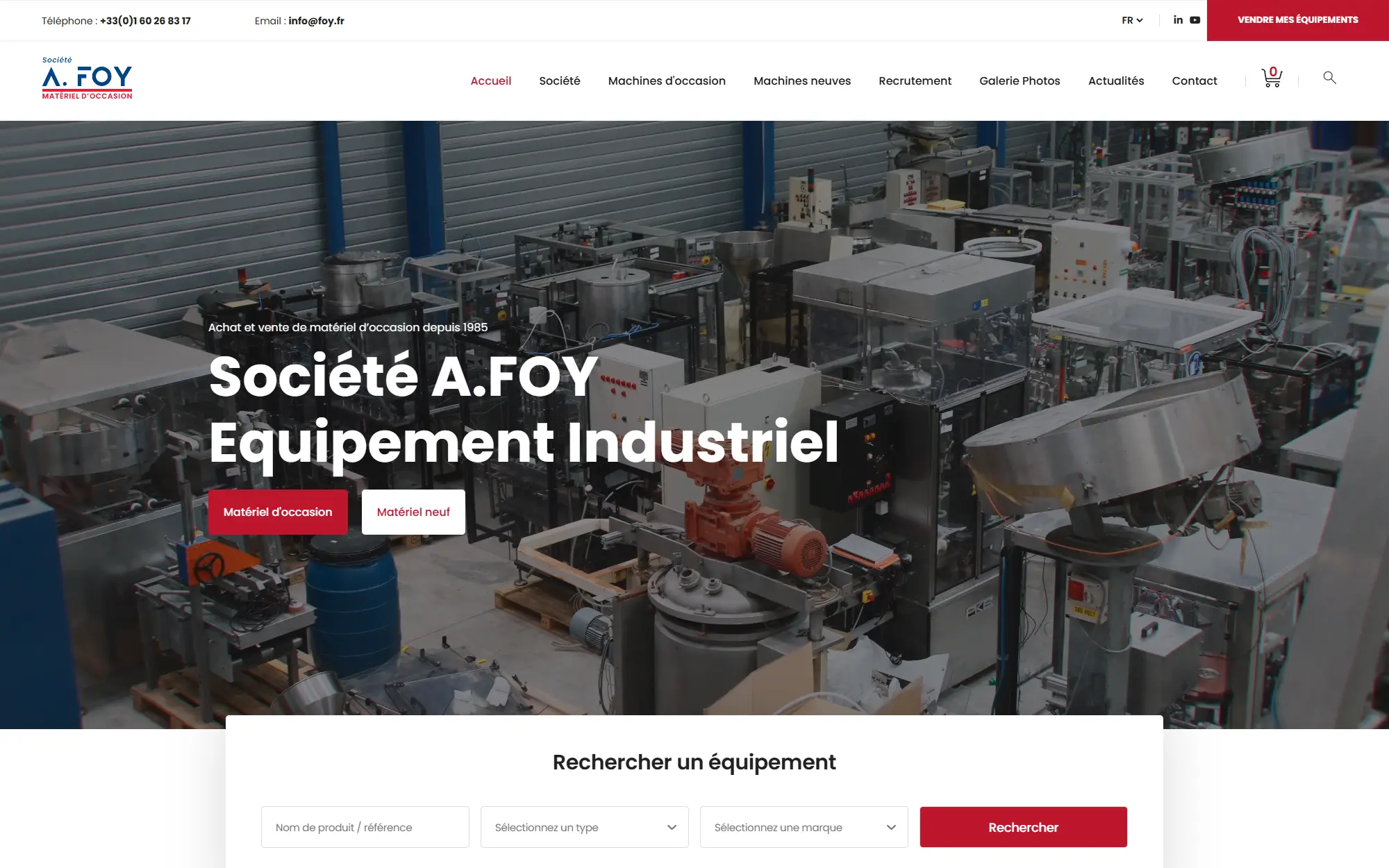 Société A.Foy — refonte site internet catalogue matériel industriel d'occasion